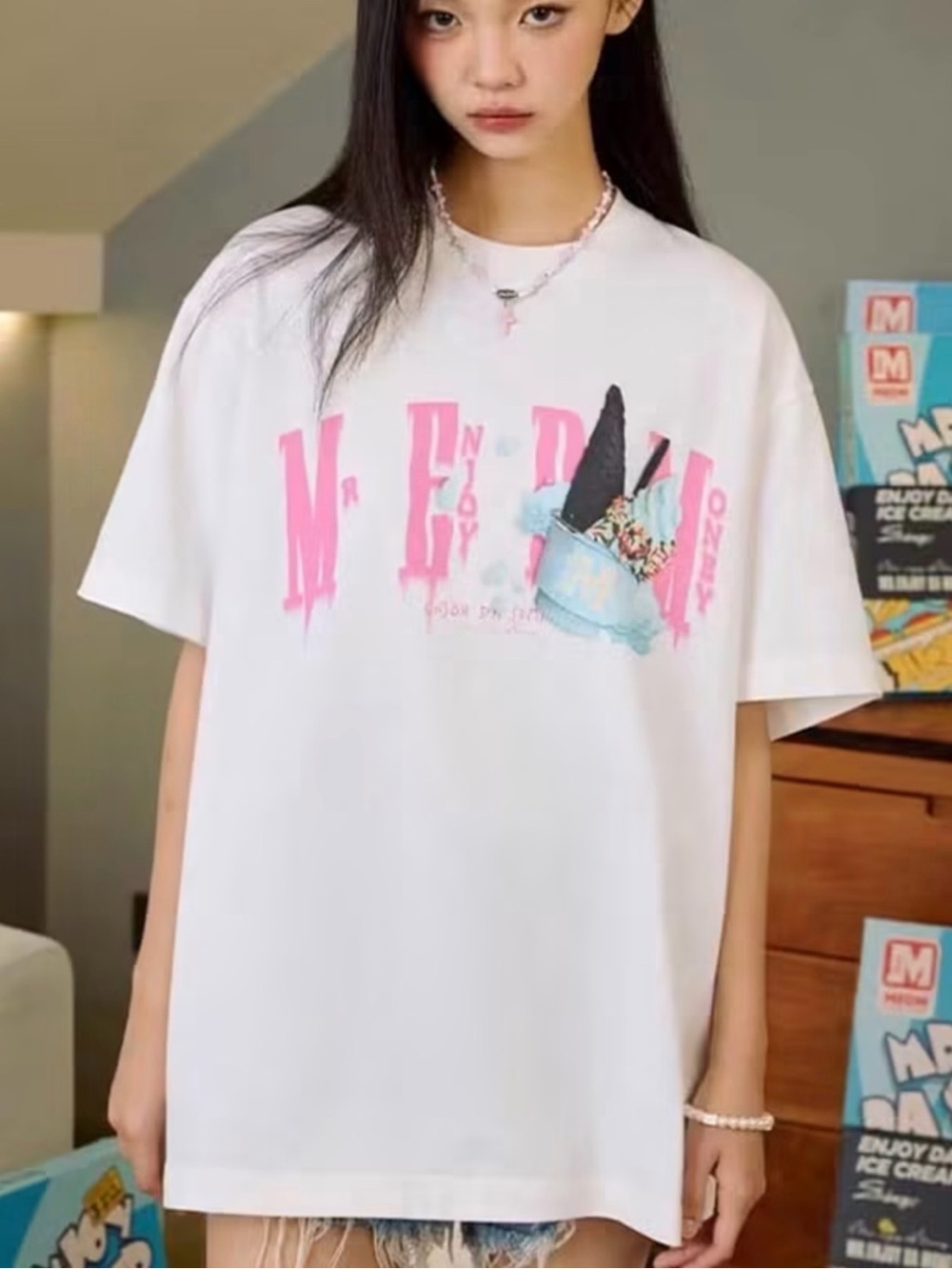 MEDM Mr. Enjoy Da Money Ice Cream Series Print Tee, Unisex Size Small - Picture 2 of 9